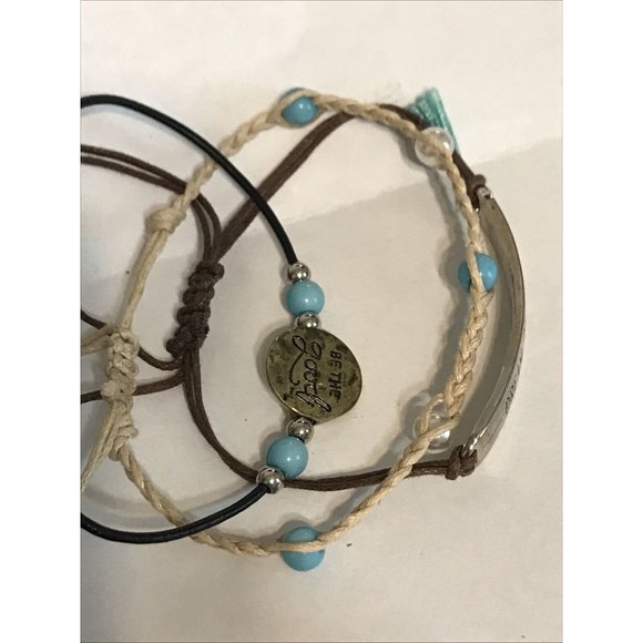 Dream Big Dreams bracelets sliders‎ blue pearl beads Cord Adjustable - Picture 4 of 4